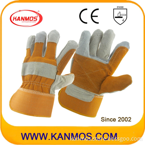 Yellow Cow Split Industrial Safety Leather Work Gloves (11017)